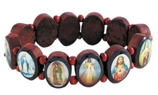 Oval panel wooden Saints bracelet